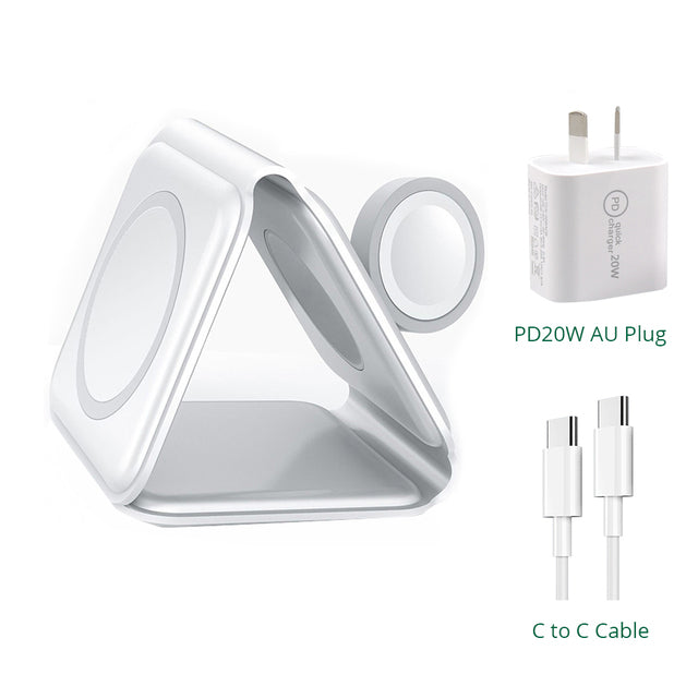 15W Magnetic Wireless Charger 3 in 1 Stand Foldable for iPhone 13 12 Pro/Airpod Pro 3/iWatch 7 6 Portable Fast Chargers