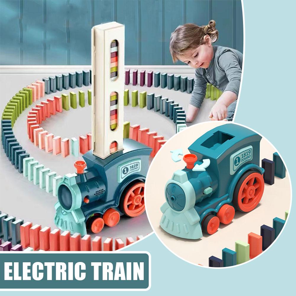 Kids Electric Domino Train Set Automatic Laying Dominoes Brick Blocks Toy Gift Educational Toys Children DIY Toy Boys Gift