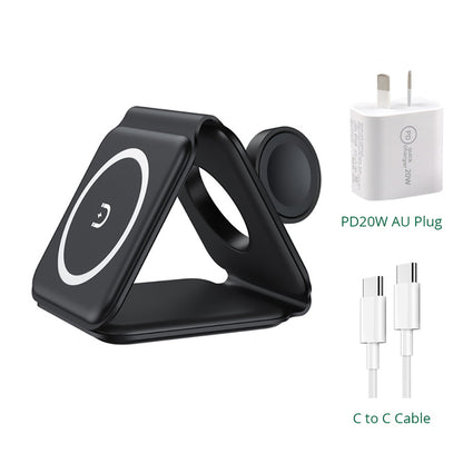 15W Magnetic Wireless Charger 3 in 1 Stand Foldable for iPhone 13 12 Pro/Airpod Pro 3/iWatch 7 6 Portable Fast Chargers