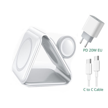 15W Magnetic Wireless Charger 3 in 1 Stand Foldable for iPhone 13 12 Pro/Airpod Pro 3/iWatch 7 6 Portable Fast Chargers